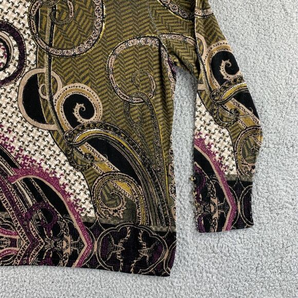 NEW Chico's Sweater Womens XL 3 Paisley Pullover Mock Neck Rayon Blend Rear Zip‎ - Picture 5 of 16